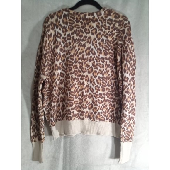 Elodie Women's Knit Animal Instinct Print Sweater Size L Brown Leopard Print - Picture 2 of 4